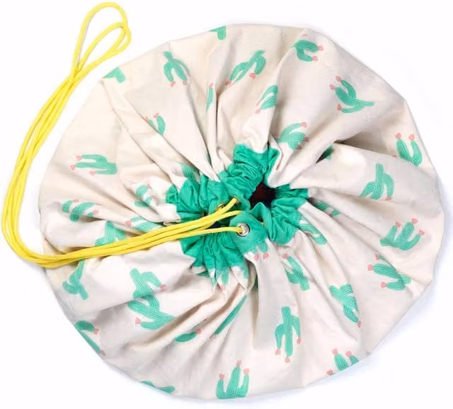 OHS Cactus 2 In 1 Cotton Storage Bag Playmat in Green and Multicolour