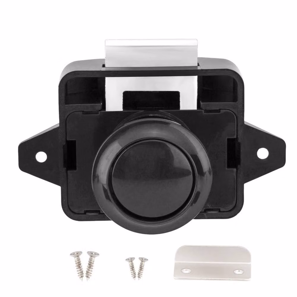 SPETLEK 5-Pack Push Button Catch Latch Lock for Caravan, Camper, Door, Drawer or Cabinet, Black – 2
