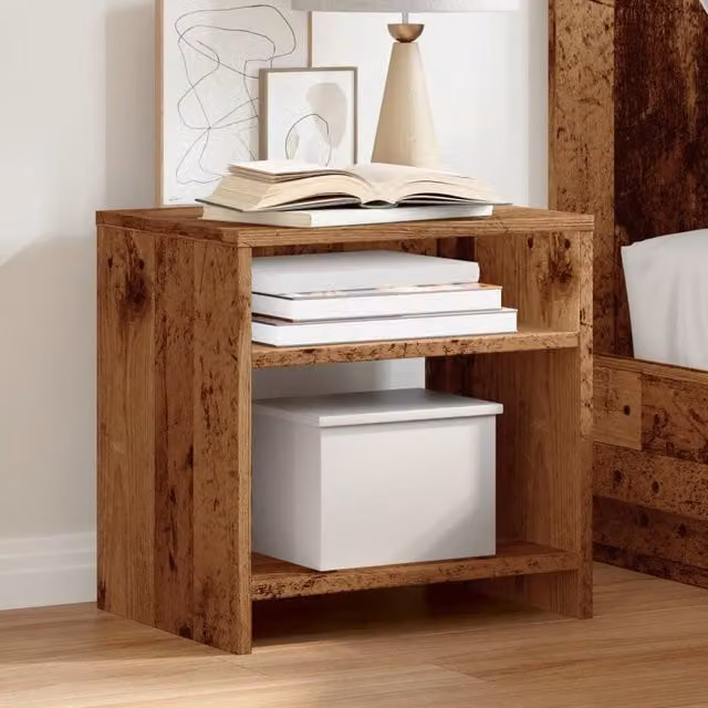 Berkfield Home Set of 2 Industrial Bedside Cabinets in Brown Old Wood, W/D/H: 40 x 30 x 40 cm