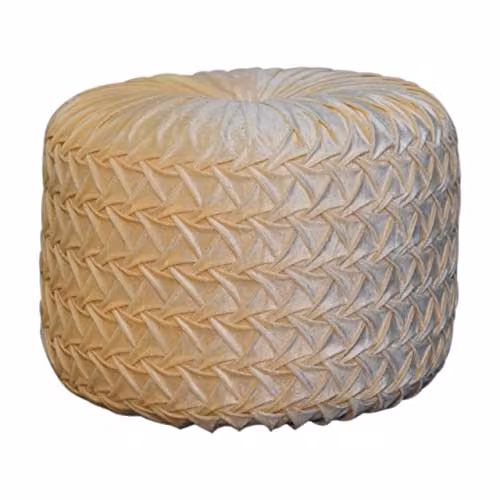 Artisan Furniture White Velvet Cylindrical Pouffe H 46 cm x W 33 cm x D 33 cm – 2