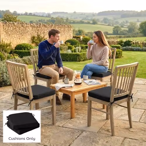 Outsunny Set of 2 Square Outdoor Chair Seat Cushions in Black and Grey, W/D: 40 x 40 cm, 7 cm Foam Thickness – 6