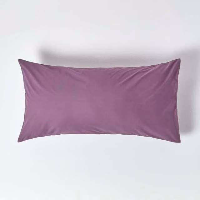 Homescapes 200 Thread Count Combed Cotton Percale Pillowcase, Purple