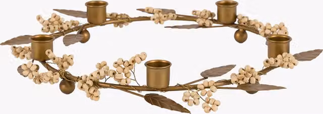 Perch & Parrow Nordic Woodland Berry and Leaf Gold Metal Candle Ring