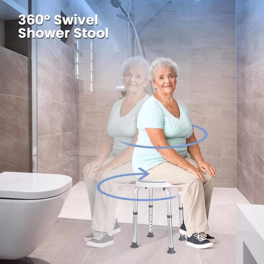 KORVIXA Multicolour Portable Aluminium Shower Stool with Height Adjustable Non-Slip Legs – 2