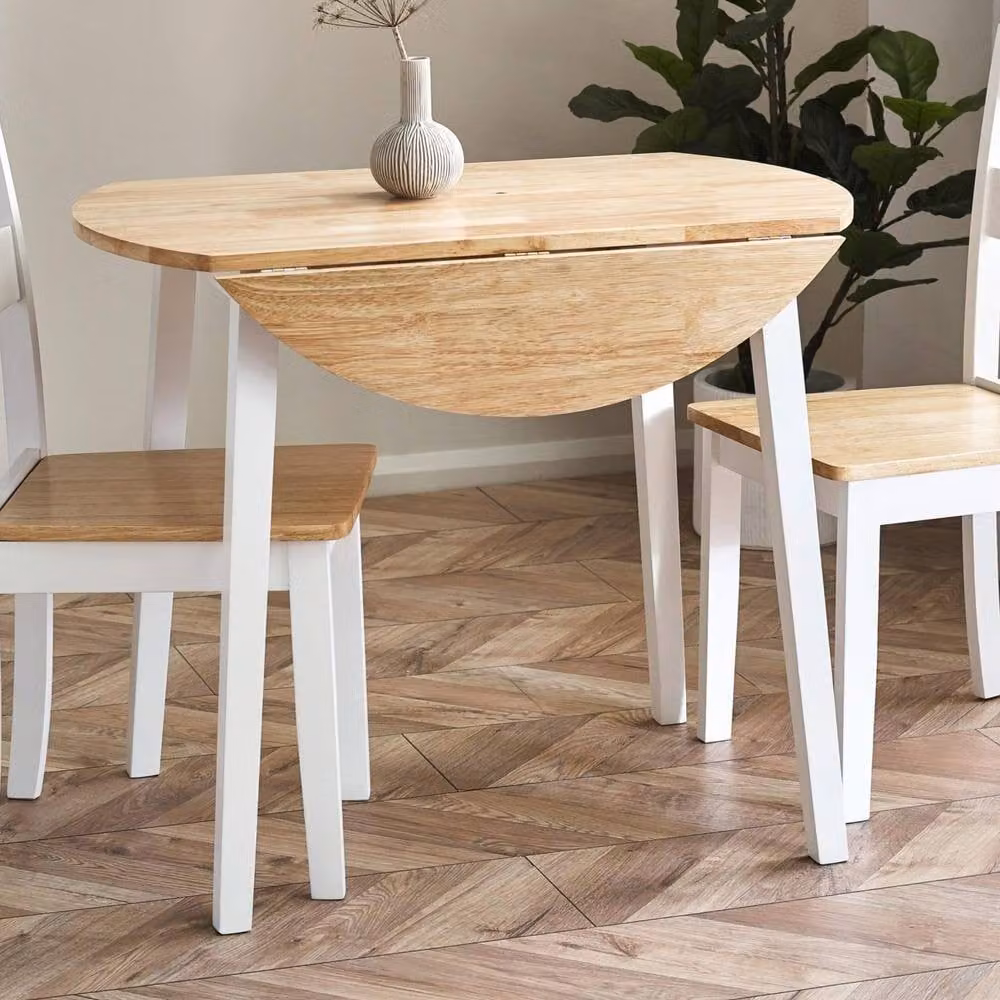 Cheshire Premium Linwood 90cm Round Drop Leaf Dining Table in White and Multicolour – 2