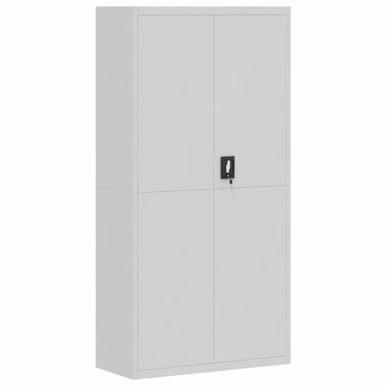 Berkfield Home Steel File Cabinet in Light Grey, W/D/H: 90 x 40 x 220 cm