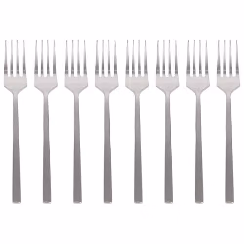 Argon Tableware Silver Stainless Steel Cake Fork Set of 8, 15cm