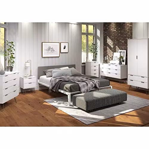 Core Products Augusta 2 Drawer Bedside Cabinet in White and Grey – 3