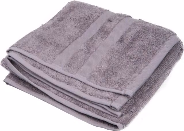 Divante Fluffy Striped Cotton Terry Hand Towel in Silver Grey
