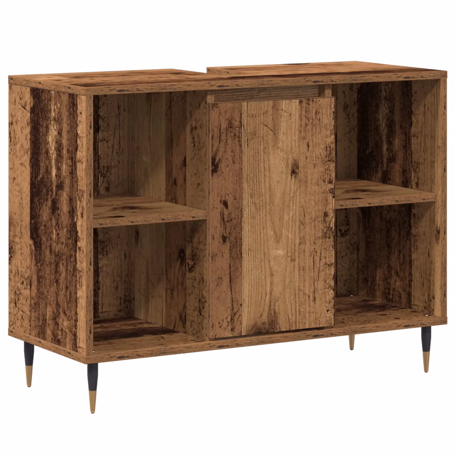 Berkfield Home Rustic Solid Wood Bathroom Vanity with Sliding Doors and Internal Shelves in Brown – 2