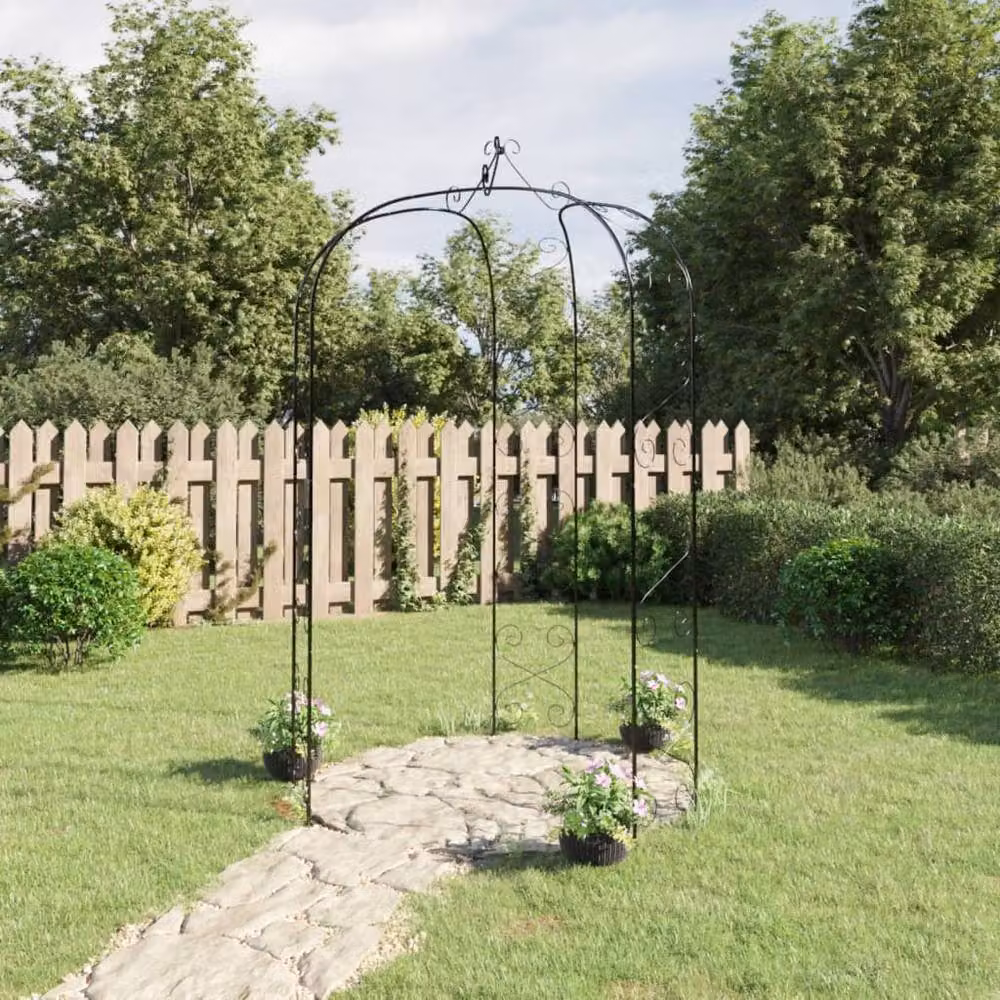 Berkfield Home Beautiful Garden Arch in Black Steel, W: 180 cm, H: 255 cm – 2