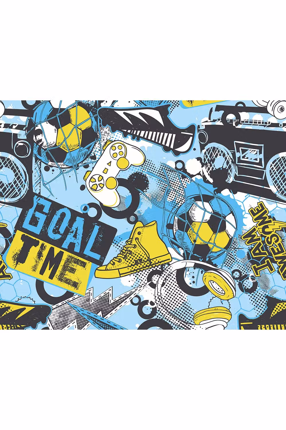 Origin Murals Games Splash Abstract Wall Mural in Blue and Multicolour, W: 300 cm, H: 240 cm – 2