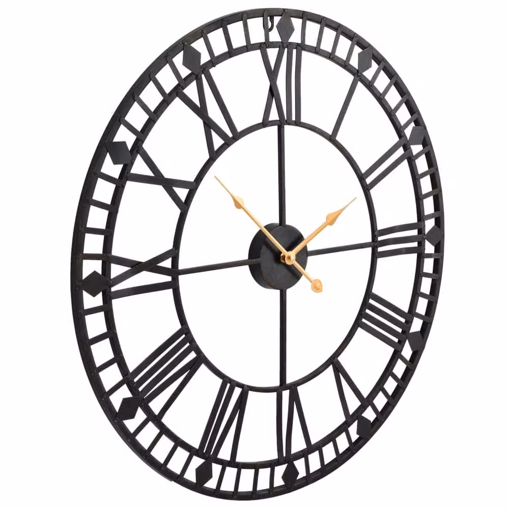 Berkfield Home Vintage Round Metal Wall Clock with Quartz Movement, Black, Diameter: 60 cm – 3