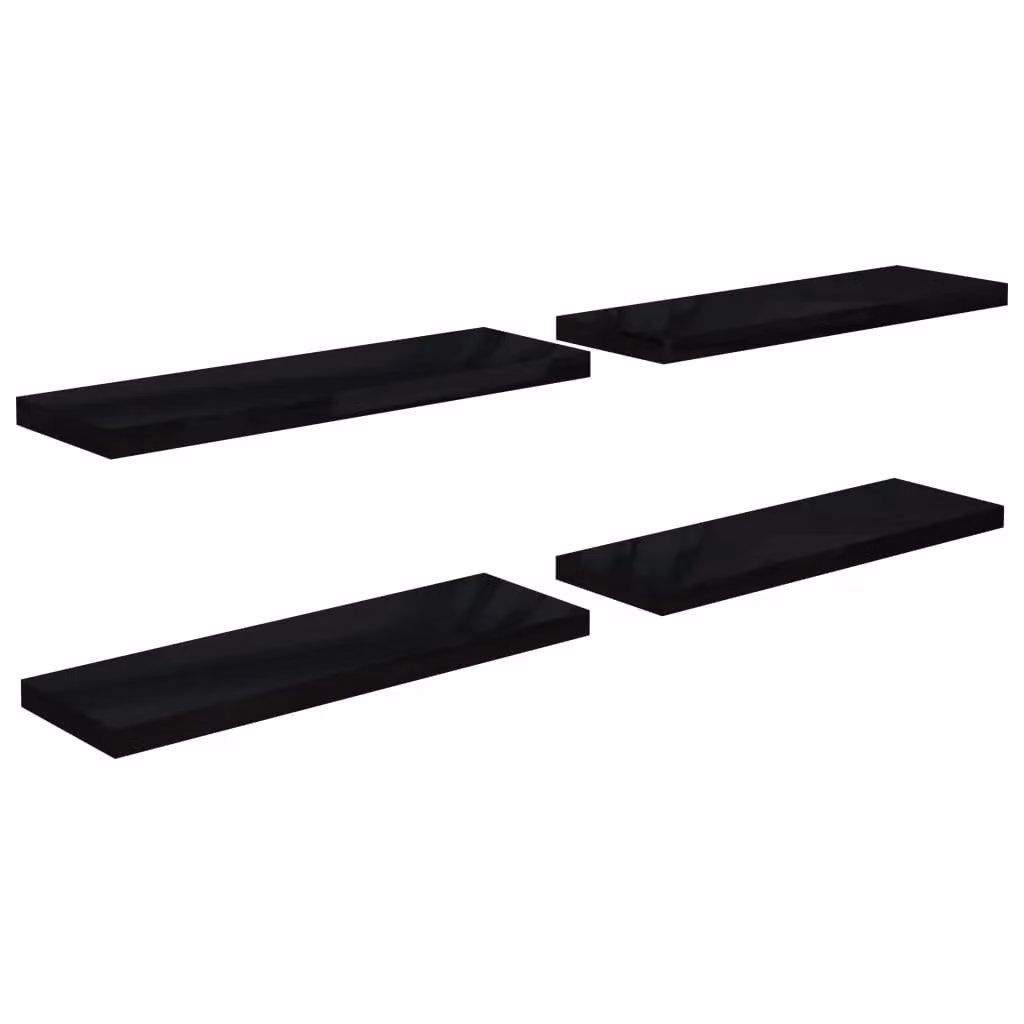 Berkfield Home Set of 4 Floating Wall Shelves in High Gloss Black, W: 80 cm, D: 23.5 cm, H: 4 cm – 2