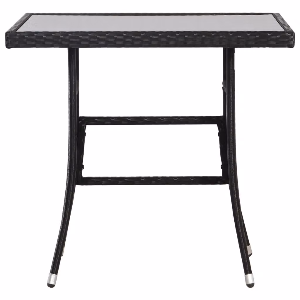 Berkfield Home Modern Black Poly Rattan Garden Table W/D/H: 80 x 80 x 74 cm – 2