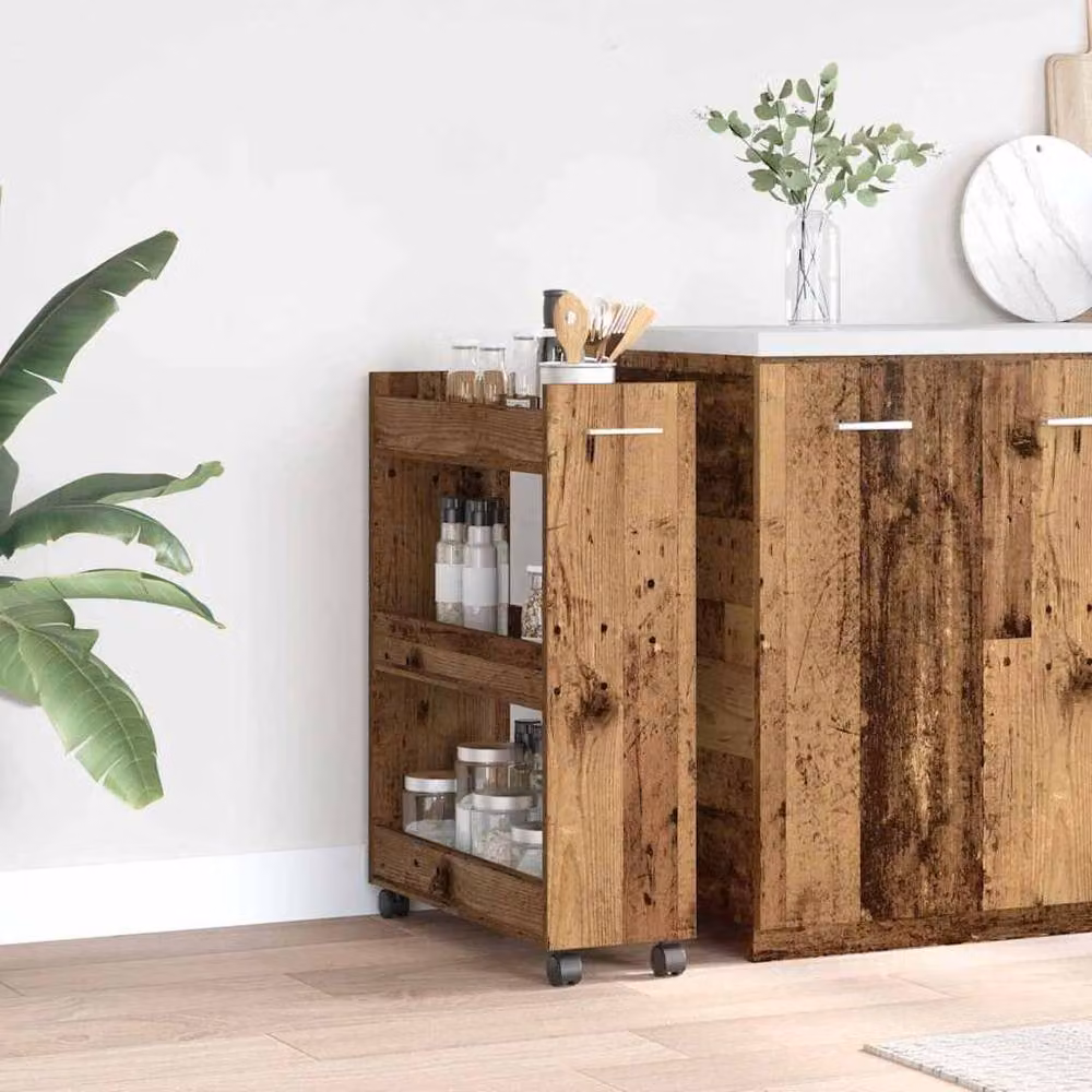 Berkfield Home Rolling Cabinet in Brown Old Wood, W/D/H: 60 x 22 x 79 cm – 2