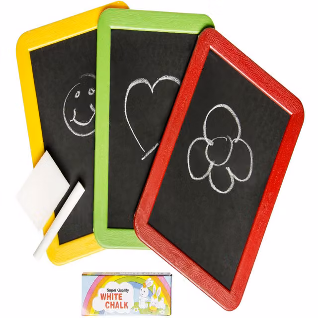 LG-Imports Pack of 12 White Chalkboards with Chalk and Sponge for Children