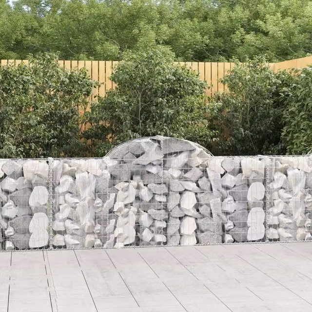 Berkfield Home Arched Gabion Baskets, 13 Piece Set, Silver Galvanised Steel, W: 200 cm, D: 30 cm, H: 80-100 cm – 1