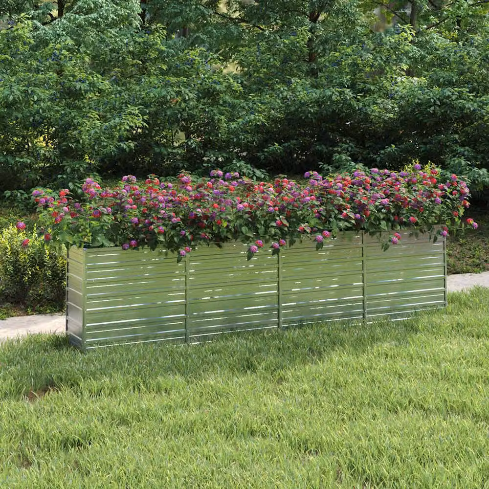 Berkfield Home Garden Galvanised Steel Raised Bed in Silver, W: 320 cm, D: 40 cm, H: 77 cm – 2