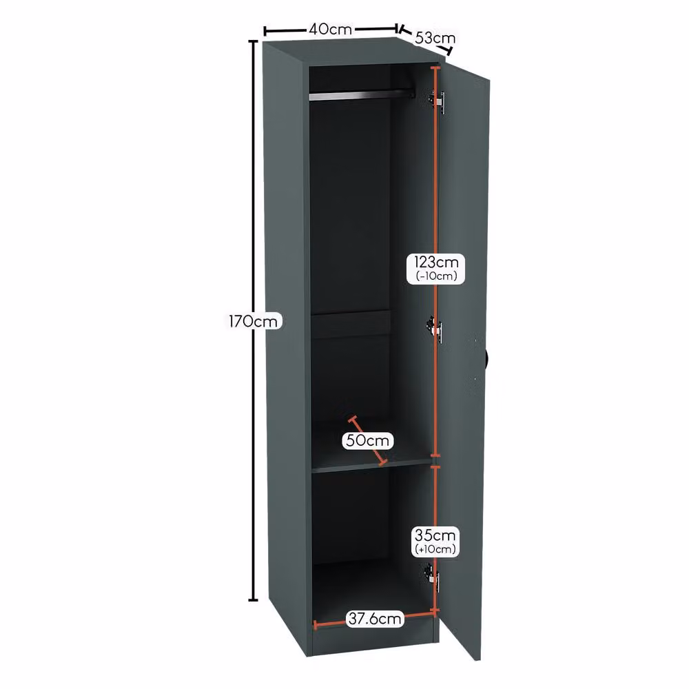 HD Designs Riano Modern 1 Door Wardrobe with Internal Shelves and Hanging Rod in Matt Green – 2