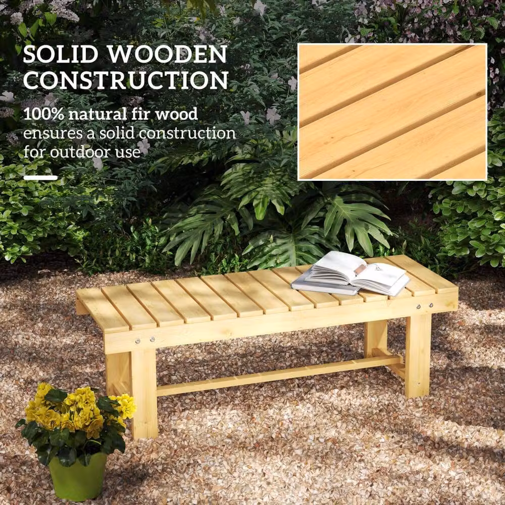 Wyld Haus Nika 2 Seater Wood Garden Bench in Natural, W: 110 cm, D: 38 cm, H: 35 cm – 5