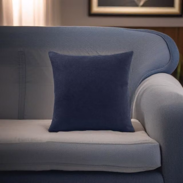 Luxury Living Blue Velvet Chenille Square Cushion, W/D/H: 55 x 55 x 55 cm – 1