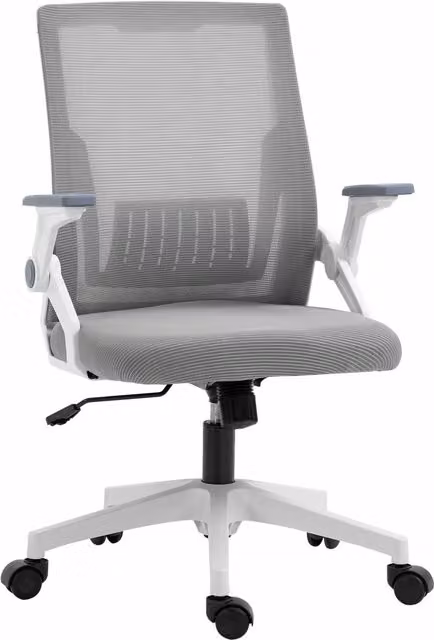 Vinsetto Grey Fabric Swivel Task Chair with Armrests and Castors for Home Office – 1