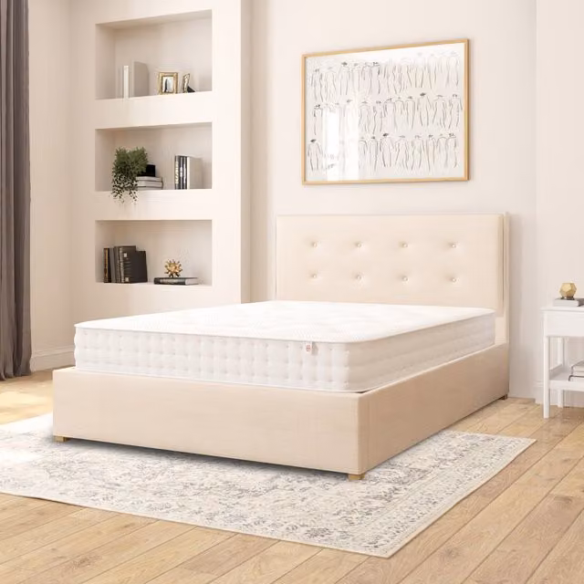 Aspire Presley Fabric Ottoman Storage Bed in Beige Malham Weave, King Size