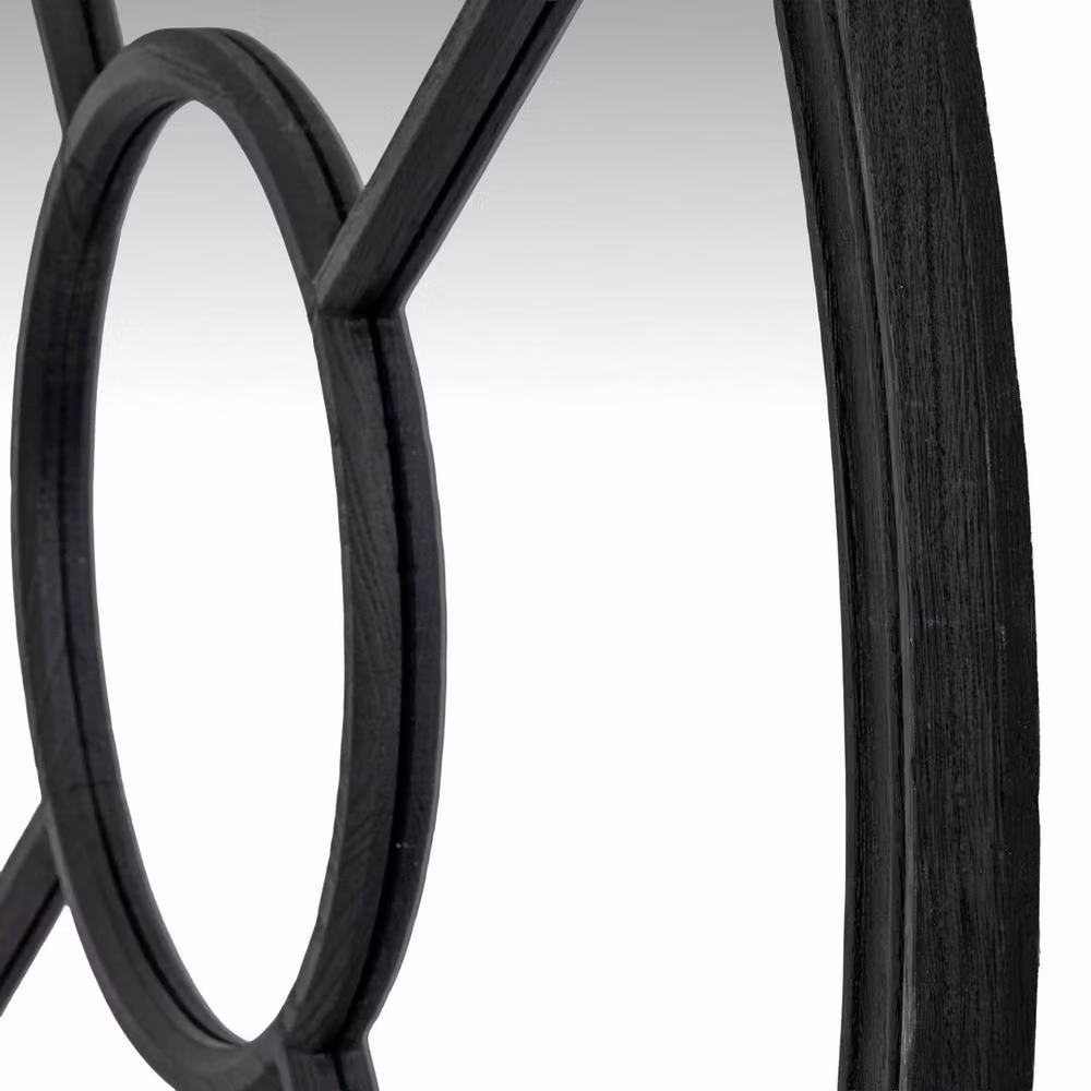 Lemon Pavilion Furniture and Decor Black Wood Round Window Mirror, W100 x H100 cm – 2