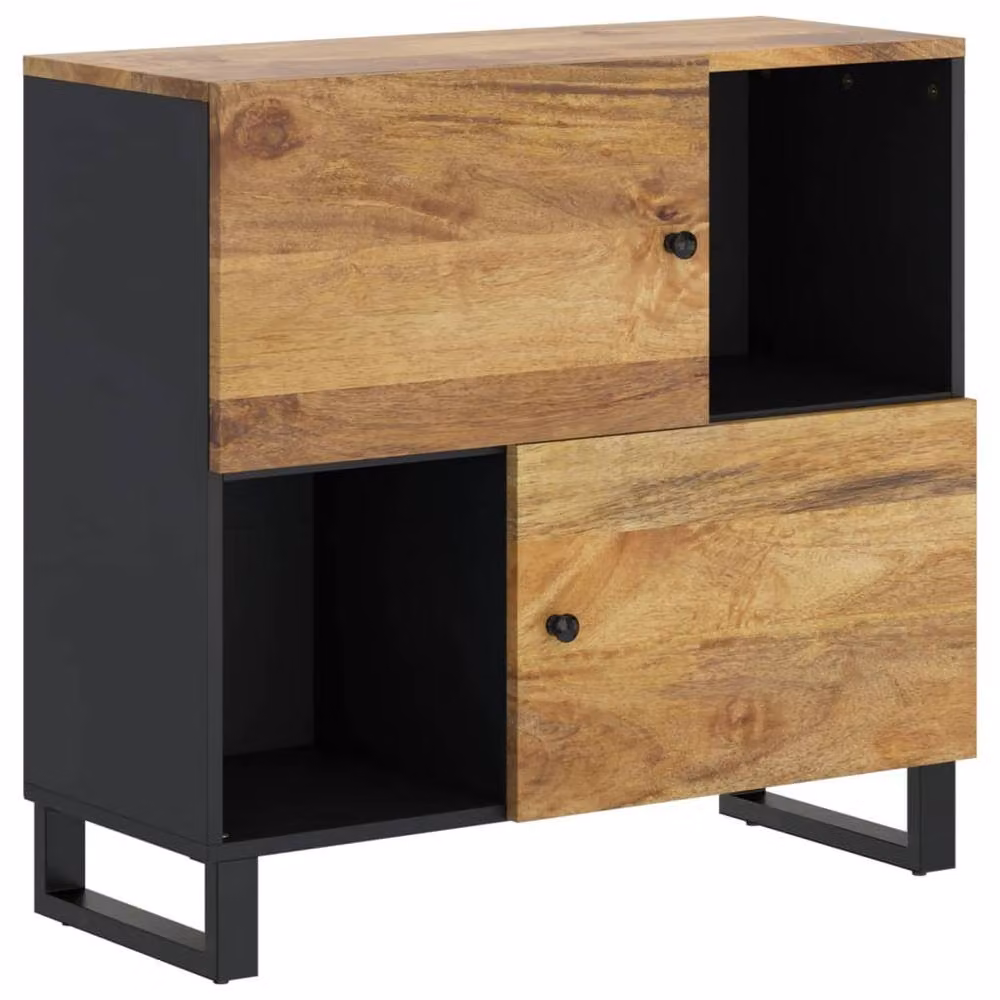 Berkfield Home Solid Mango Wood Sideboard with 2 Doors in Brown, W/D/H: 80 x 33 x 75 cm – 3