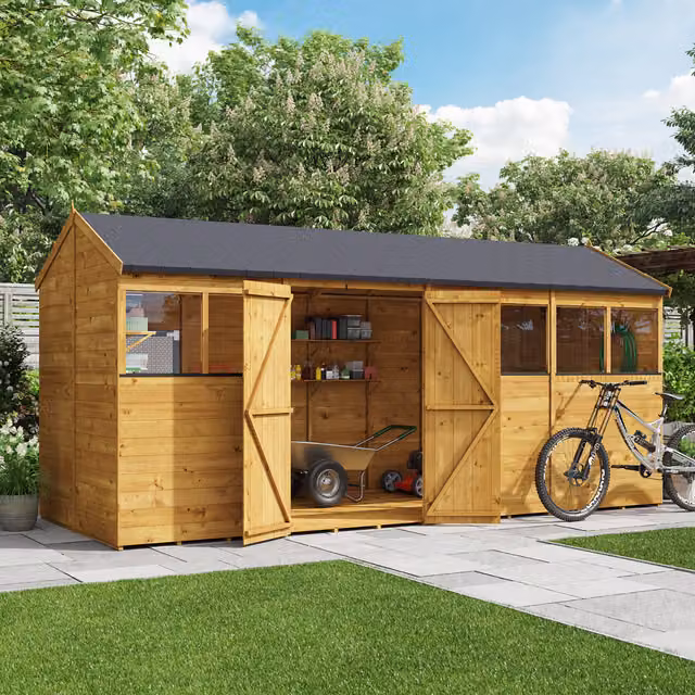 BillyOh Rustic Brown Wooden Reverse Apex Workshop with Tongue and Groove Construction and Gable Roof