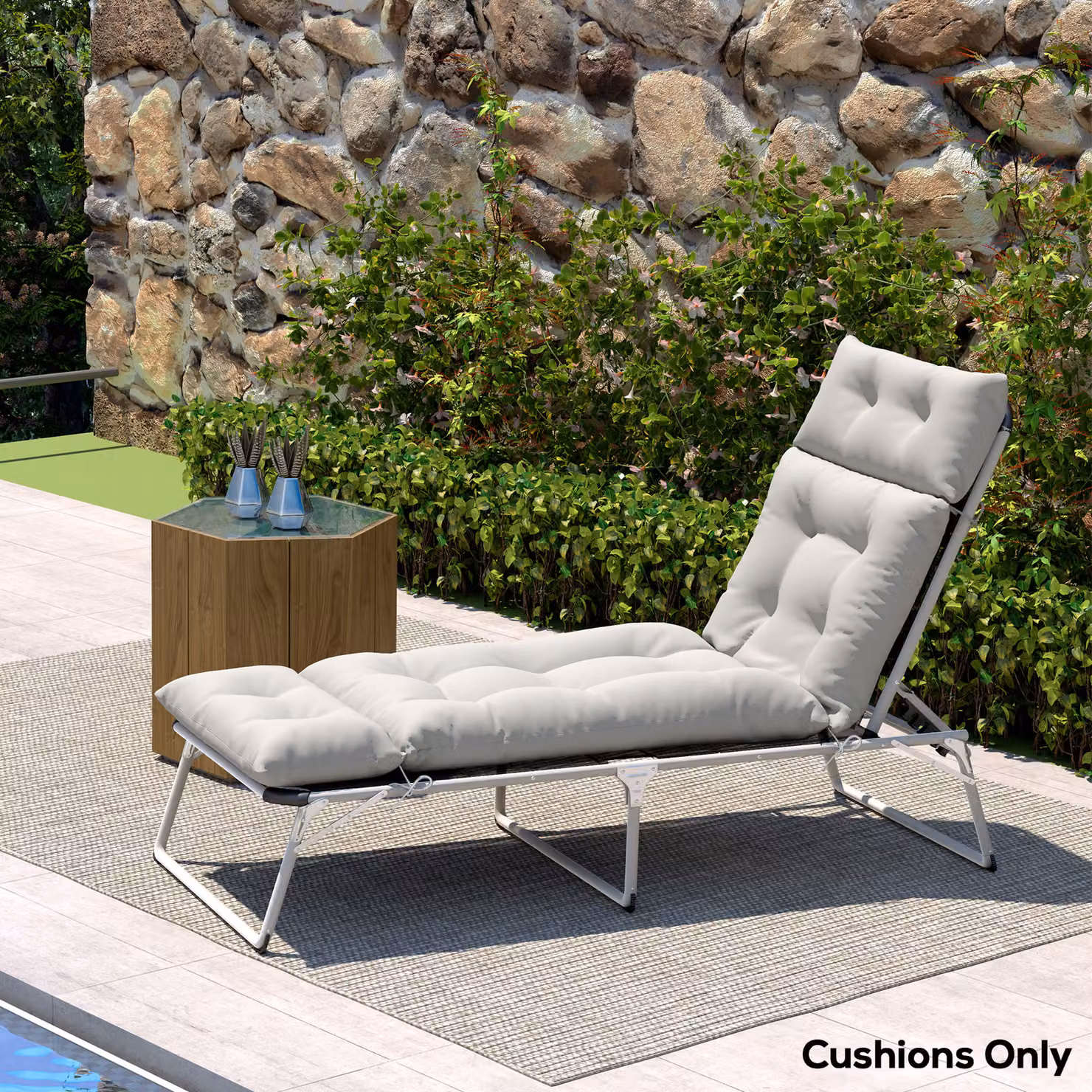 Outsunny Sun Lounger Cushion in Light Grey, W/D/H: 190 x 56 x 10 cm – 7