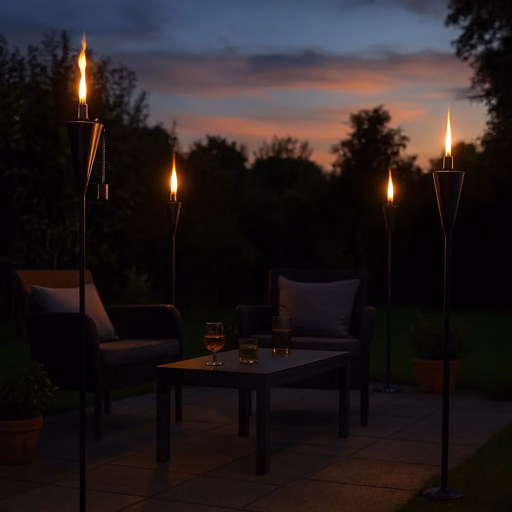 Harbour Housewares Set of 12 Black Metal Cone Tiki Garden Flame Torches with Ground Spike – 2
