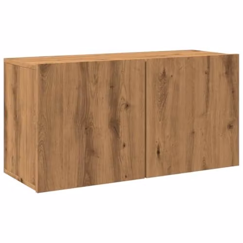 vidaXL Wall-mounted Modern TV Cabinet in Brown Oak, W/D/H: 80 x 30 x 41 cm