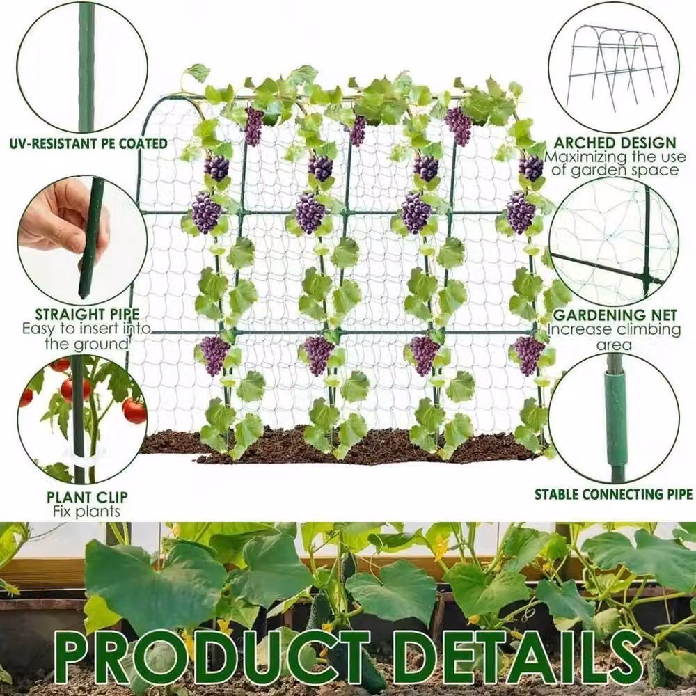 NESTLUNE Heavy Duty Green Garden U-Frame Plant Support Trellis for Climbers and Vegetables, H 100 cm x W 15 cm – 5