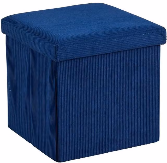 FORGEVIO Folding Ottoman Chest in Blue Fabric Square Storage Box – 1