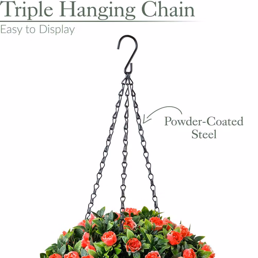 Christow Red Artificial Rose Topiary Hanging Flower Balls, 2 x Diameter: 28 cm – 4