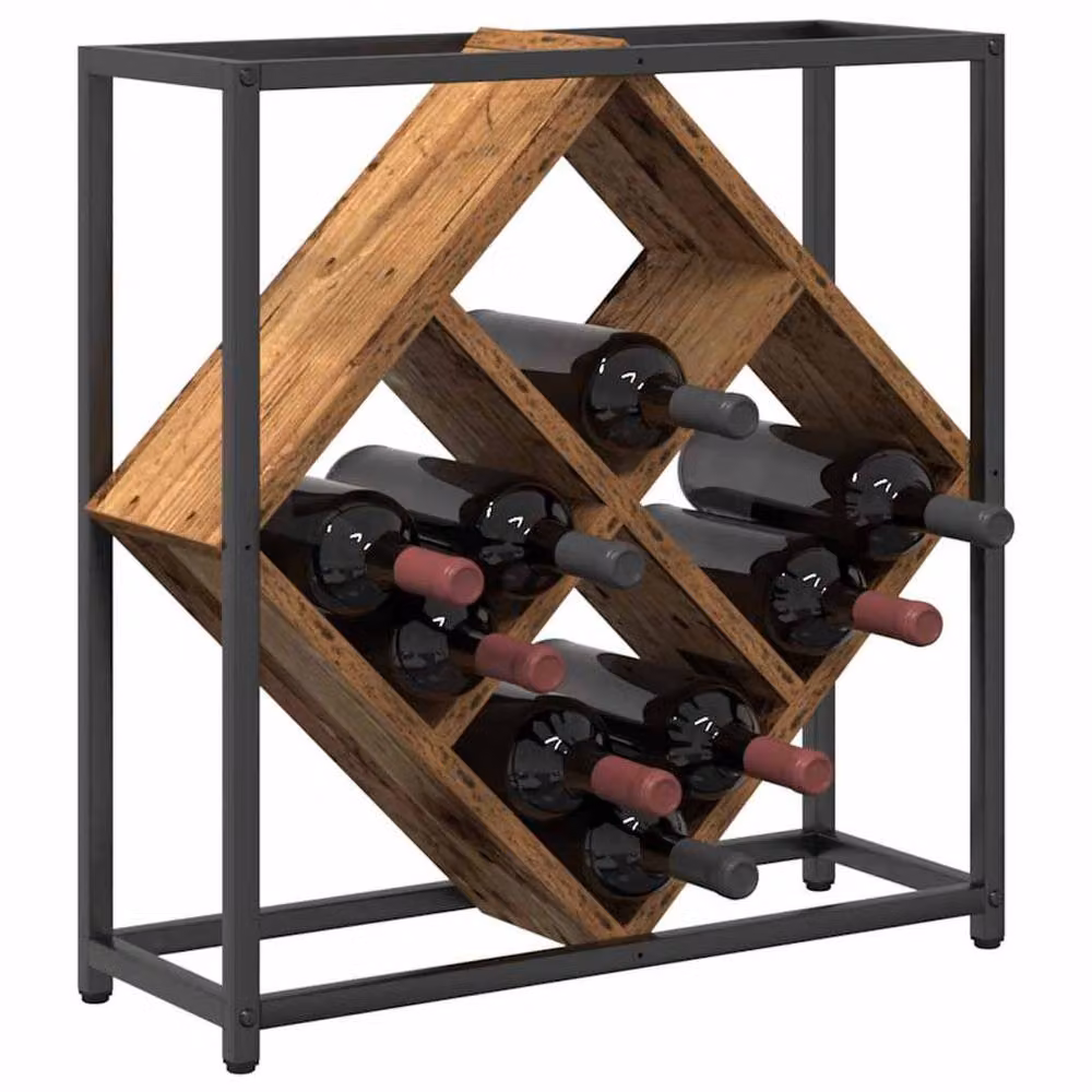 Berkfield Home Rustic Old Wood Wine Rack in Brown, W: 51 cm, D: 18 cm, H: 52.5 cm – 3