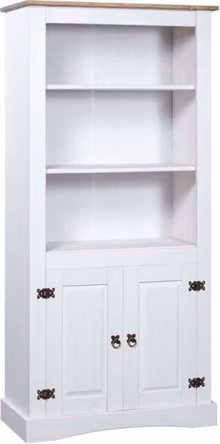 Berkfield Home Corona Range Mexican Pine Cupboard in White, W/D/H: 80 x 40 x 170 cm