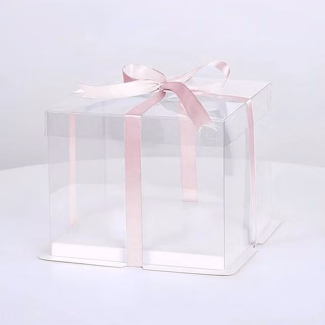 NESTLUNE Clear PVC Gift Boxes for Cake and Candy Packaging, W/D/H: 25.5 x 16.5 x 27 cm