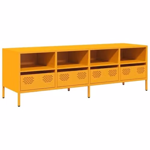 vidaXL Industrial Metal TV Cabinet in Mustard Yellow, W/D/H: 135 x 39 x 43.5 cm