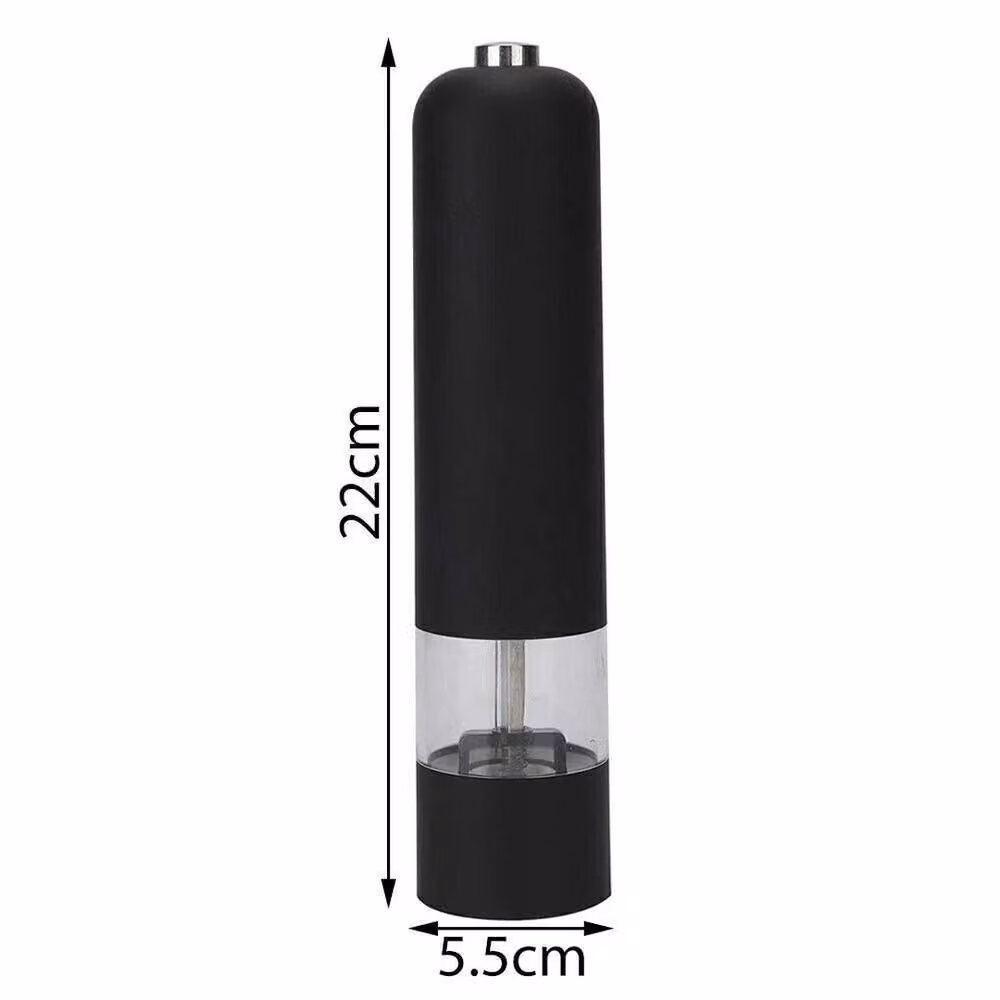 Kelvenix Set of 2 Black Electric Salt and Pepper Grinders with Adjustable Coarseness and Stainless Steel Accents – 2