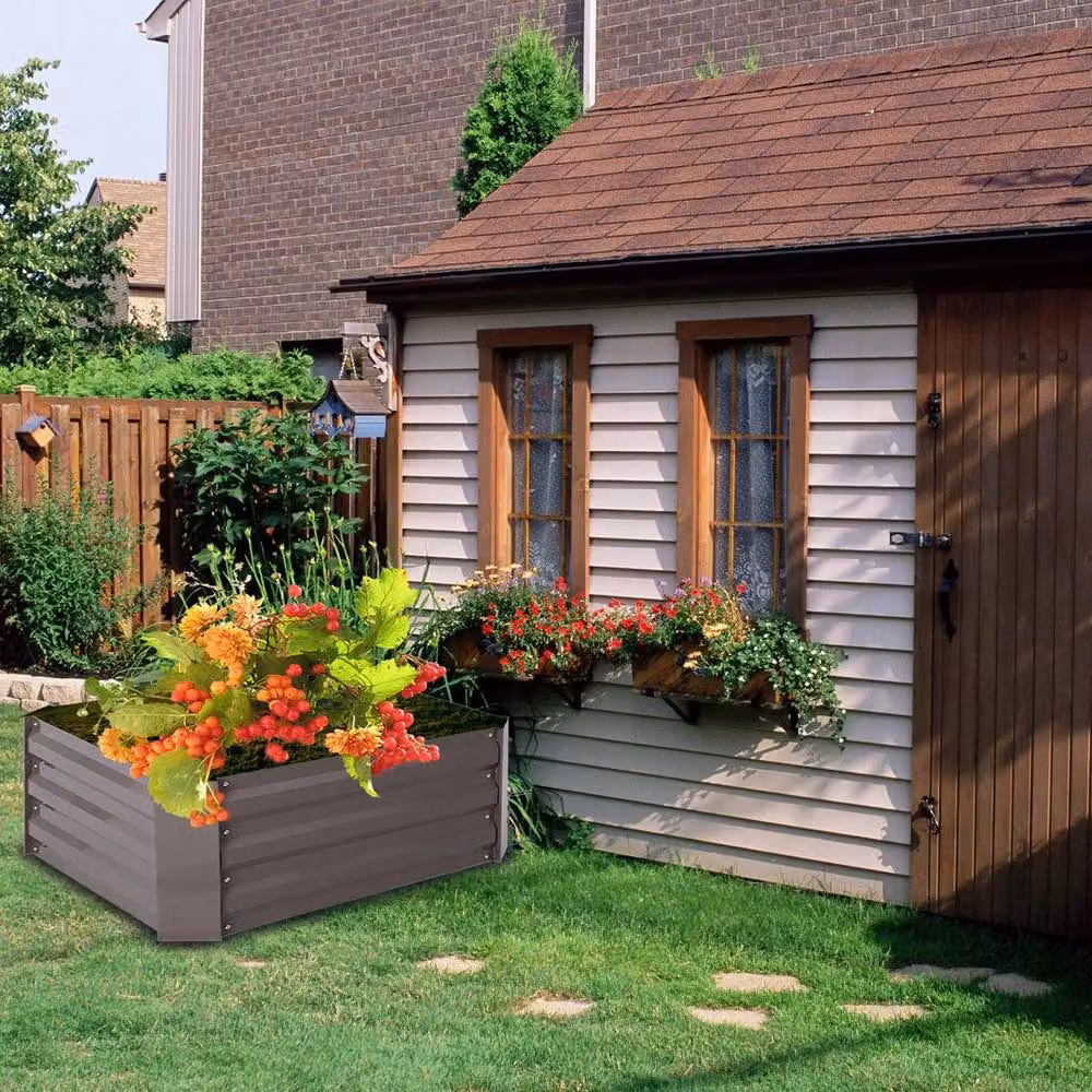 Kelvenix Garden Brown Galvanised Steel Raised Bed W/D/H: 100 x 60 x 30 cm – 4
