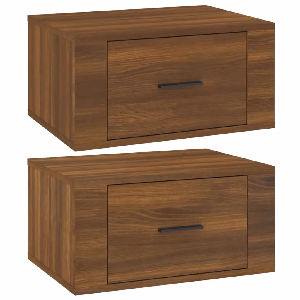 Berkfield Home Wall-mounted Bedside Cabinets, 2 Piece, Brown Oak, W: 50 cm, D: 36 cm, H: 25 cm – 2