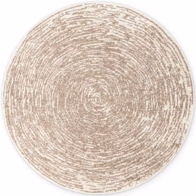 THE RUGS Gloria Round Rug - Cavallo Abstract Beige Polypropylene Short Pile, Diameter: 160 cm