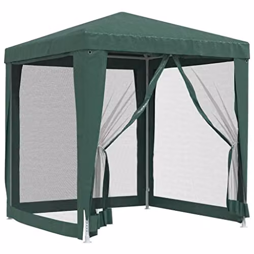vidaXL Party Tent in Green with 4 Mesh Sidewalls, W: 200 cm, D: 200 cm, H: 240 cm