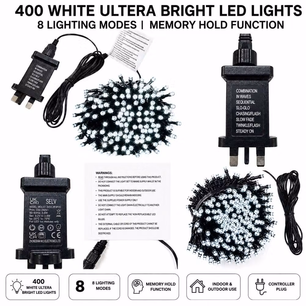 Spot On Dealz 400 LED Cool White Christmas Snowing Lights with Controller for Indoor and Outdoor Decor – 2