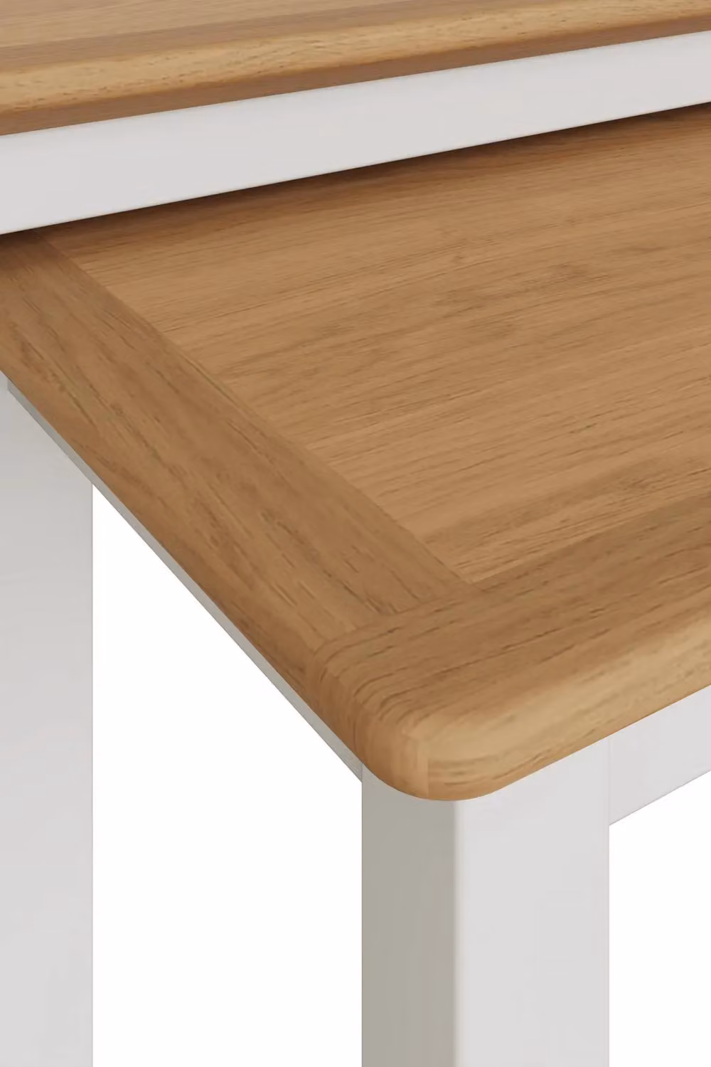 FWStyle Nest of 2 Tables with White Linen and Oak Tops, W/D/H: 55 x 45 x 44 cm – 5