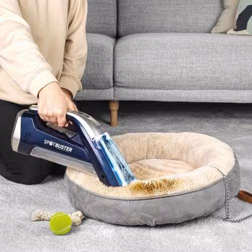 Beldray BEL01624 Cordless Spot Buster Blue Handheld Carpet Cleaner with 110ml Detergent Tank and Built-in Spray Function – 6