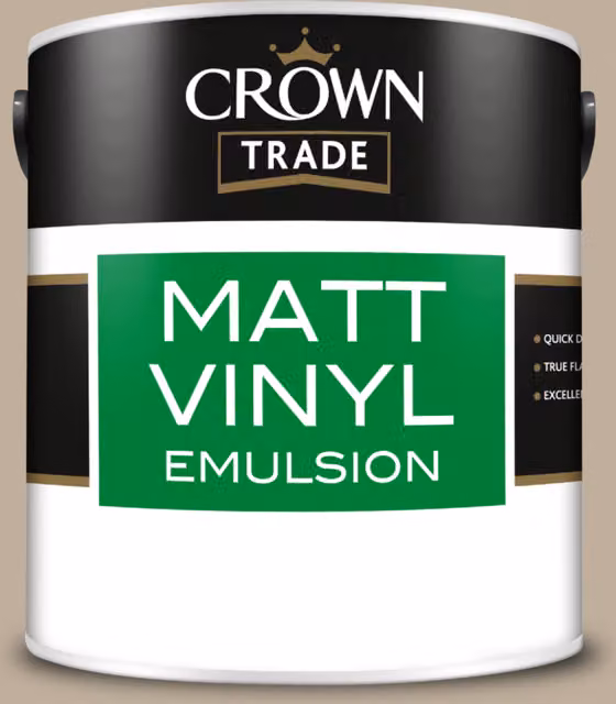 Crown Trade Matt Vinyl Dispersion Paint in On The Rocks, Brown and Grey, 2.5 l